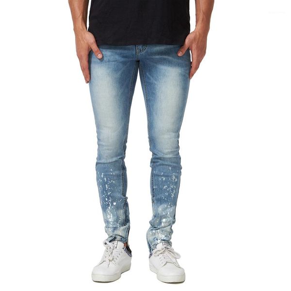 

19ss new jeans fashion male pencil pants male trousers mens washed spring, Blue