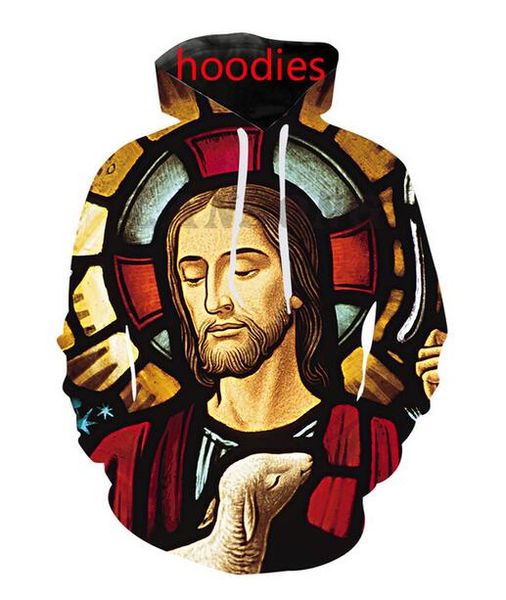 2020 Nova Moda Moletom Homens / Mulheres Hoodies Manchete Vitral Jesus Engraçado Impressão 3D Sueter Frete Grátis MH0380