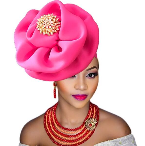 

nigeria headtie turban headband with brooch flower party cap headwrap for lady