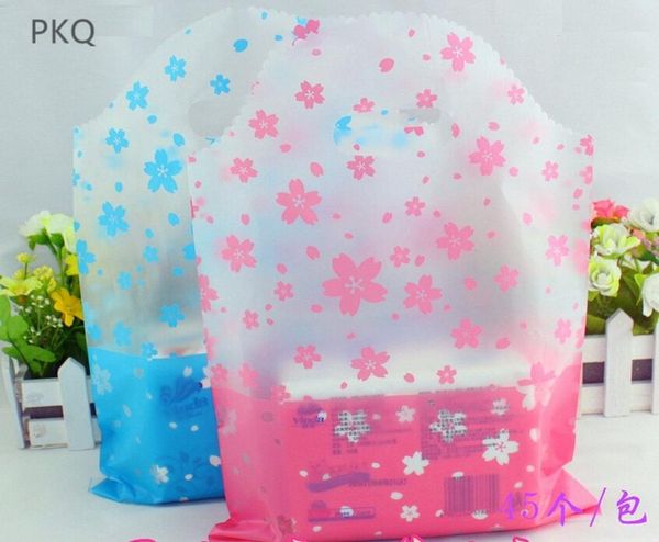 

45pcs flower wedding boutique party shopping bag plastic handle bag gift jewelry package plastic