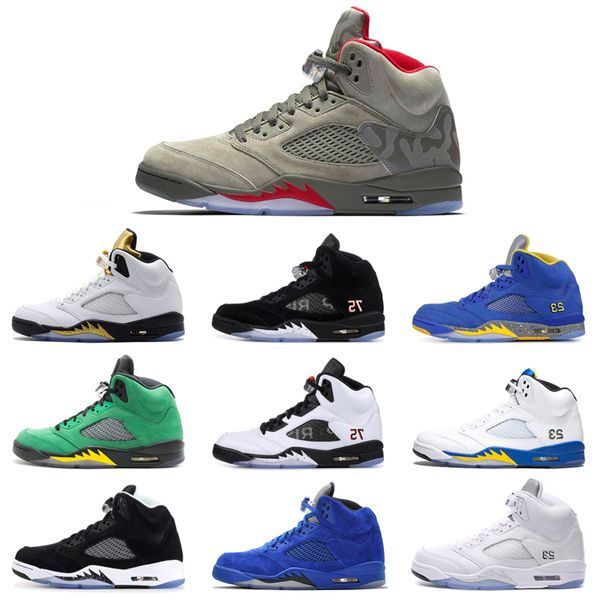 

men basketball shoes 5 5s og fire red silver black metallic suede blue white cement wings oregon ducks mens trainer sports sneakers