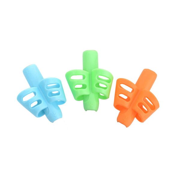 

two finger silicone grip non-toxic pencil holder children soft tools writing aid grip ergonomic training posture correction, Black;red