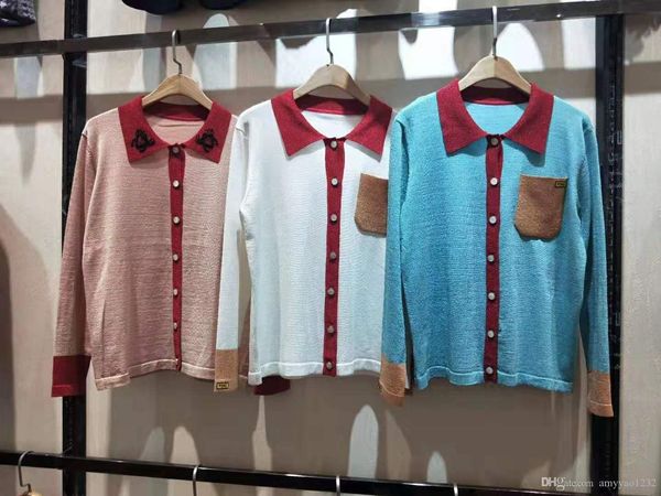 

703 2019 осень бесплатная доставка свитер кардиган с длинным рукавом нагрудные шеи мода роскошные женская одежда цянь, White;black