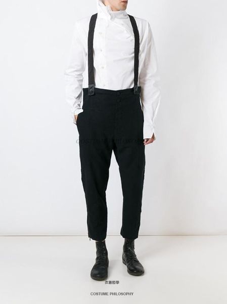 

27-44 new 2018 men's clothing gd hair stylist catwalk fashion street casual bib pants plus size singer costumes, Black