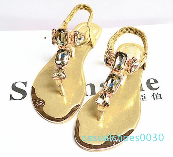 

summer womens sandals rhinestones rear wristbands with toe herringbone low to help flat shoes metalhead flat shoes 938-1 30c, Black