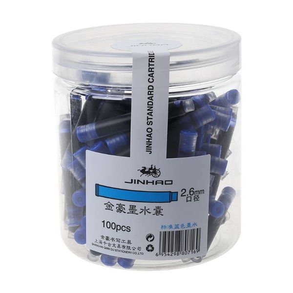 

100pcs jinhao universal black blue fountain pen ink sac cartridges 2.6mm refills school office stationery, Black;red