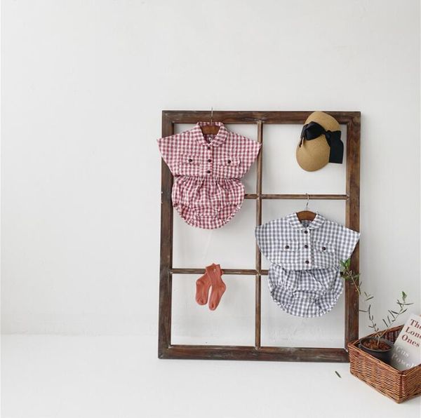 

2020 новый baby girls 2 шт клетчатый комплект рубашка+шорты мода summerbabys хлопок девушки костюм 6-24 месяца hv295, White