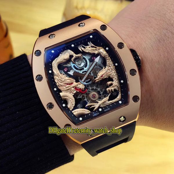 

Rm57 01 gold dragon and phoenix pattern keleton dial japan miyota automatic rm 57 01 men watch ro e gold ca e rubber trap port watche