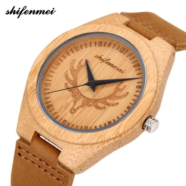 

shifenmei wooden watch men 2019 bamboo fashion sport male clock full wood quartz wristwatches relogio masculino, Slivery;brown