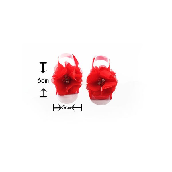 

toddler baby chiffon water drill flower foot belt set sandals flower barefoot foot infant first walker shoes boutique child gifts a32003, Red;brown
