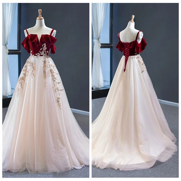 

платье достойный линия бретелек свадебное платье chic сборки атласная красный свадебные платья кружева аппликации boho свадьба с зашнуровать, White