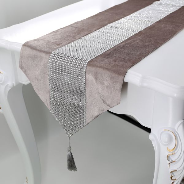 32 180 cm Salontafel Runner Doek Woondecoratie Mode el Tafel Kussen Diamant Luxe Flanel Tafelkleed Decoration263L