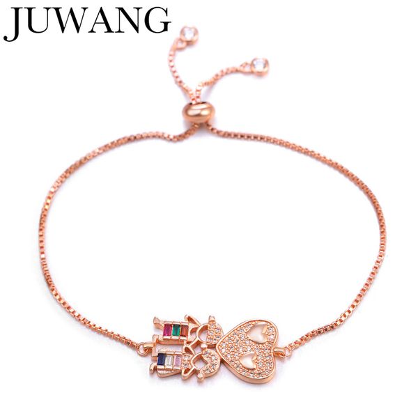 

colorful cubic zircon boys and girls heart bracelet adjustable charm couple bracelets for women men lovers pulseras jewelry, Black