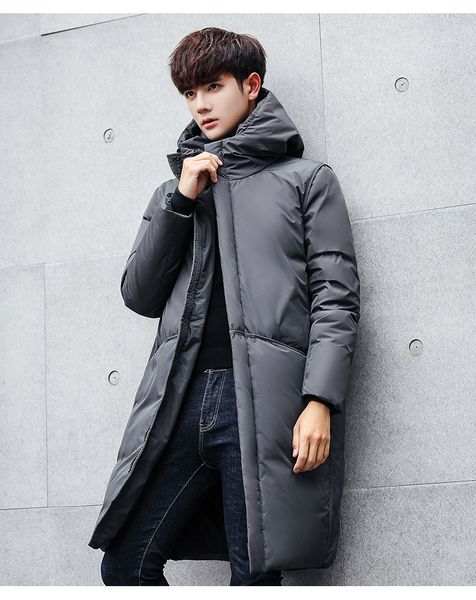 

высокое качество мужчины зима длинные парки россия 90% белый утка вниз длинные куртки водонепроницаемый ветрозащитный с капюшоном пальто муж, Black