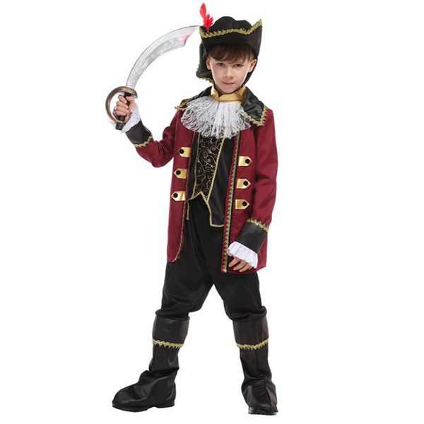 

umorden halloween costumes for boys captain pirate costume noble pirate cosplay set for boy kids fancy party dress up, Black;red