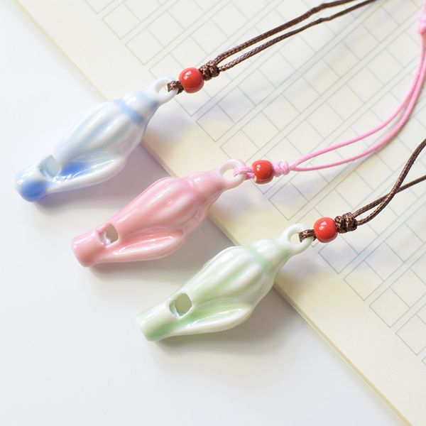 

fashion trendy conch whistle necklace jingdezhen ceramic jewelry cute small fresh hand-woven necklace, Black