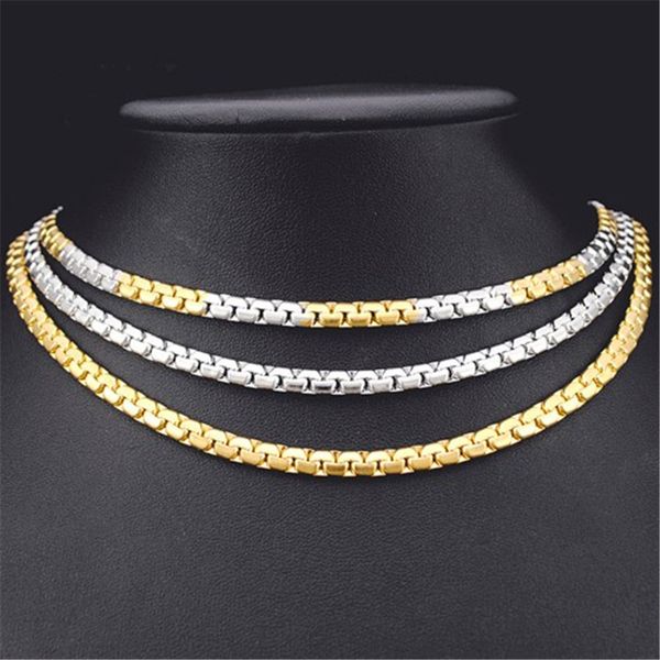 

stainless steel womens choker gold square pearl hip hop long chains necklace friends male accessories jewelry wholesale, Silver