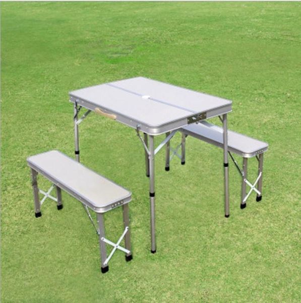 

3pcs folding table desk lapbed lightweight picnic aluminum alloy camping bbq rain proof garden sets ultra light picnic color