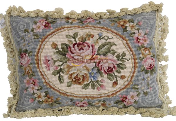 

chic needlepoint luxury pillow case aubusson decorative knit ball woolen aubusson handmade -rose and bud