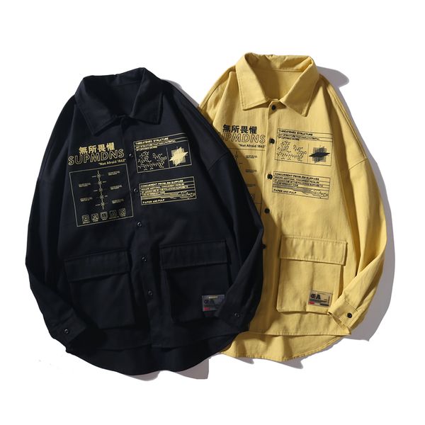 

europe and the united states letters suit with long sleeve men's summer new han edition men tide leisure joker loose shirts coat, Black;brown