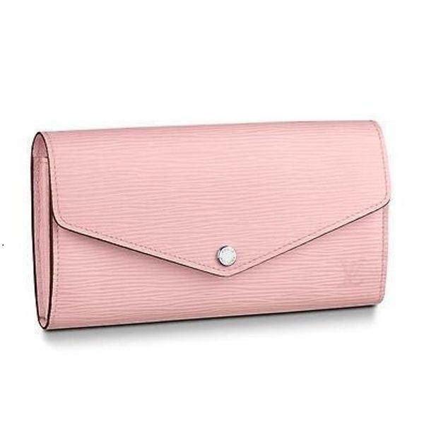 

m61216 sarah wallet water ripple pink real caviar lambskin chain flap bag long chain wallets key card holders purse clutches evening