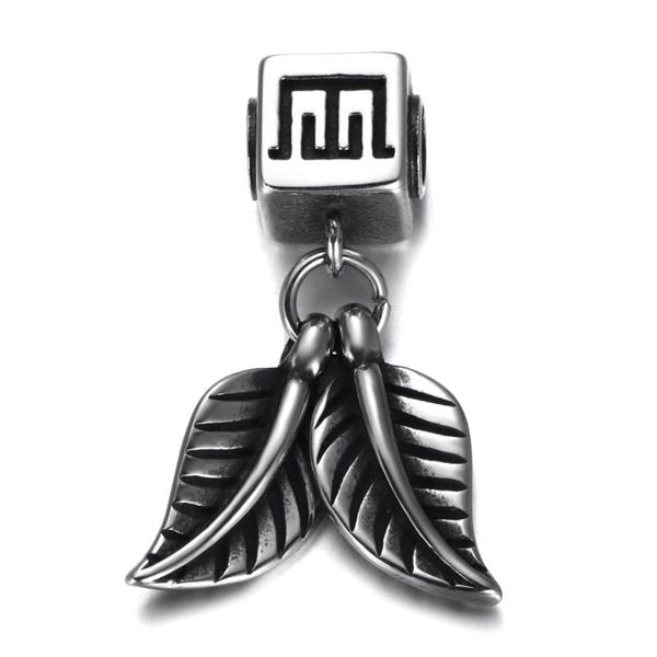 

316l stainless steel spacer bail bead leaf charms 4mm hole polished metal charm accessories for diy bracelet jewelry making, Bronze;silver