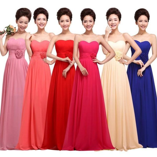 

2019 новое длинное и короткое вечернее платье горячая распродажа длина пола без бретелек ну вечеринку горничной платья невесты цвета на зака, Black;red