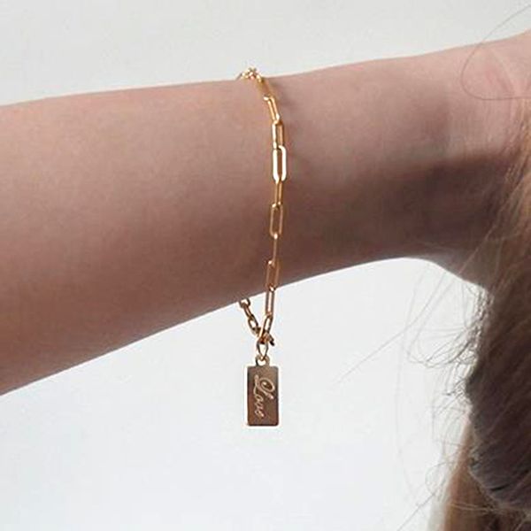 

u.s. import14k gold-plated bracelet love tag simple anti-allergy women's temperament hundred bracelets, Golden;silver