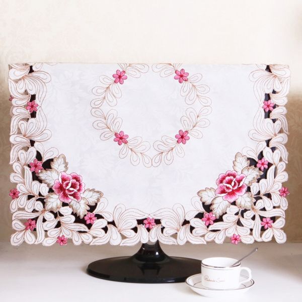 

fashion lcd gremial 32 37 42 47inch embroidered lace tv machine towel cover curtain poles