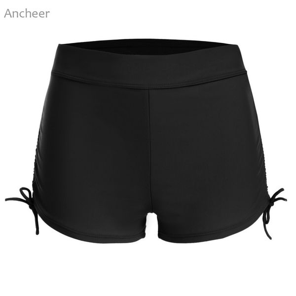 

2018 summer brand new women swimming pants swim boyshorts solid swim boyshorts bikini bottom with adjustable ties swimwear