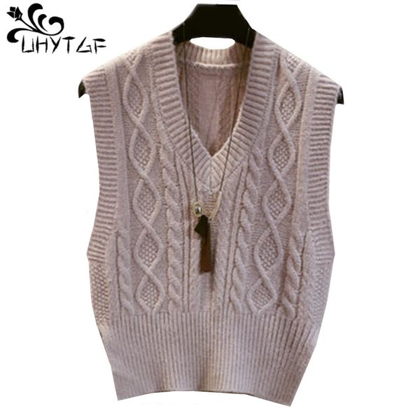 

uhytgf fashion sweater vest women short spring 2018 harajuku plus size sweater knit vest female sleeveless v-neck pullover 486, Black;white