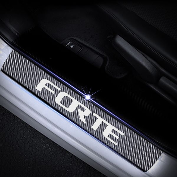 

for kia forte door sill protector reflective 4d carbon fiber sticker door entry guard sill 4pcs red