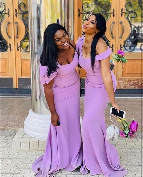 

mermaid lilac bridesmaid dresses 2020 off shoulder long bridesmaids gowns wedding guest dresses custom made, White;pink