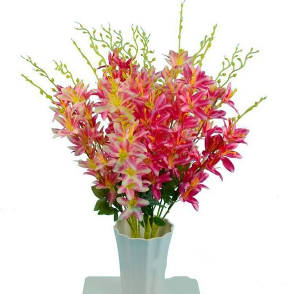 

новые искусственные имитация колокольчиков лилии трава пластиковые ротанга стены цветок шелковый цветок искусственное растение товары для до