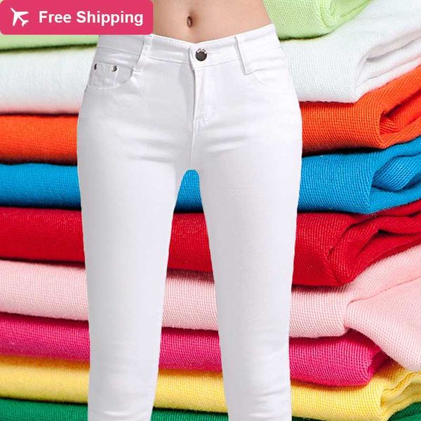 

women's jeans 2021 spring fashion high waist for women winter woman skinny slim office denim pencil pants female trouser, Blue