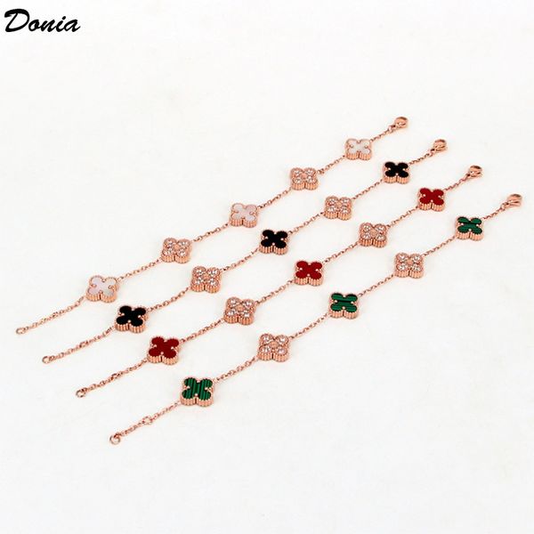 

donia jewelry party european and american fashion flower shell classic copper micro inlaid zirconia bracelet women's bracelet birthday, Black