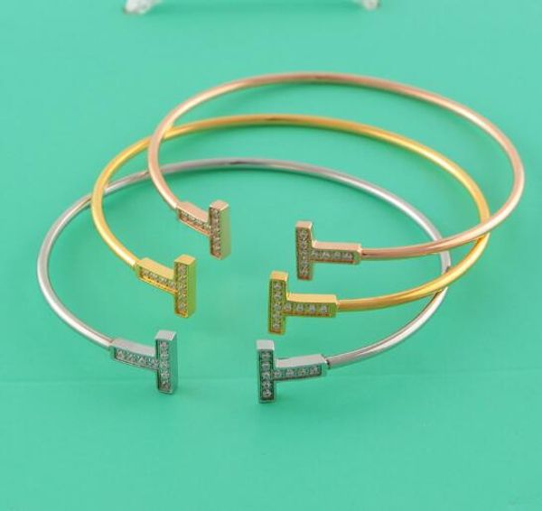 

luxury design women's double t - shaped monogram bracelet plated 18k rose gold european and american bracelet, Black