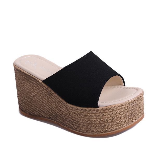

new platform slippers women summer open toe wedges sandals ladies high heels shoes big size black slides flip flop zapatos mujer