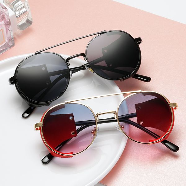 

мода стимпанк солнцезащитные очки brand design металл круглый sunglass мужчины женщины vintage punk вс очки uv400 оттенки óculos де золь, White;black