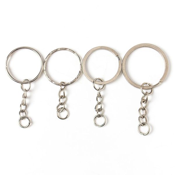 

100 pcs/set nickel key chains 25mm keyrings keychain 30mm key ring accessories material support custom, Slivery;golden