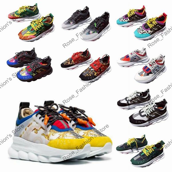 

chain reaction genuine leather gold hibiscus casual shoes luxury designers trainers lightweight link-embossed sole with dust bag