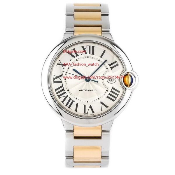 

factory supplier 42mm automatic white dial w69009z3 two tone steel gold bracelet men's watch watches wristwatches, Slivery;brown