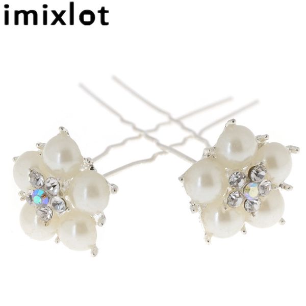 Imixlot Flower Imitation Pearl Hairpins Hair Clips Women Wedding