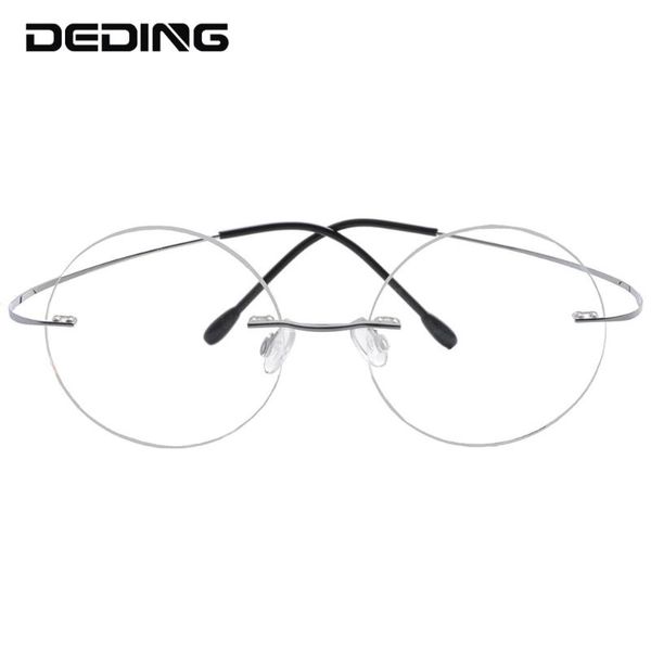 

rimless pure titanium glasses frame men ultralight retro round eyeglasses women frameless myopia optical frames eyewear dd1544, Black