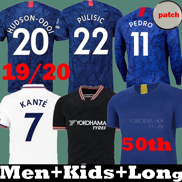 

thailand pulisic kante abraham lampard soccer jerseys 2019 2020 mount camiseta de football kits shirt 19 20 men kids sets long sleeve 50th, Black;yellow