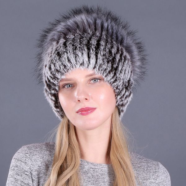 

хорошо упругие природные пушистый поддельный silver fox fur hat новая зима женщины вязаные real rabbit fur hats lady real fur cap оптовая y2, Blue;gray