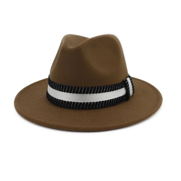 

men women fedora hat with black white belt panama jazz hat wide brim size 56-58cm, Blue;gray