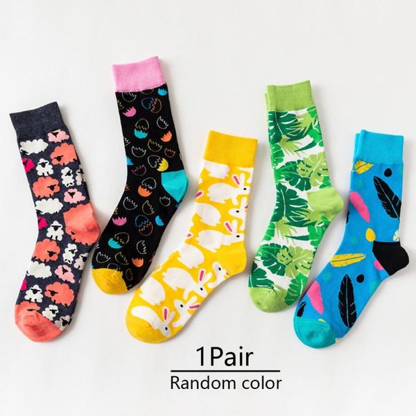 

cotton happy socks men women british style casual harajuku designer socks easter eggs christmas print funny, Pink;yellow
