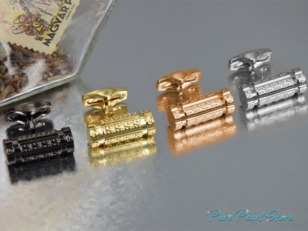 

роскошный человек запонки ювелирные изделия золото-серебро-розовое золото-серый медь штамповка манжеты кнопка как свадьба джентльмены носят, Silver