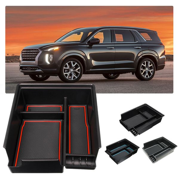 

car center console armrest storage box & mat for palisade 2020 abs plastic car storage armrest box accessories